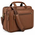 Laptoptasche 42 x 12 x 32 cm in Braun Lederoptik mit Reißverschluss Business Schultertasche