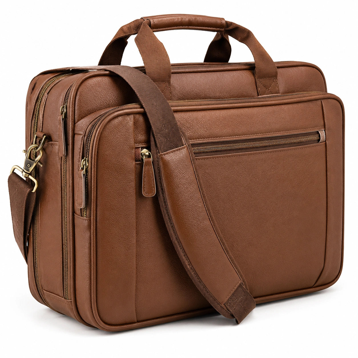 Laptoptasche 42 x 12 x 32 cm in Braun Lederoptik mit Reißverschluss Business Schultertasche