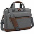 Laptoptasche 42 cm Grau Braun Textil Kunstleder mit Schultergurt
