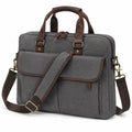 Laptoptasche 40 cm Textil und Kunstleder Grau Braun mit Schultergurt