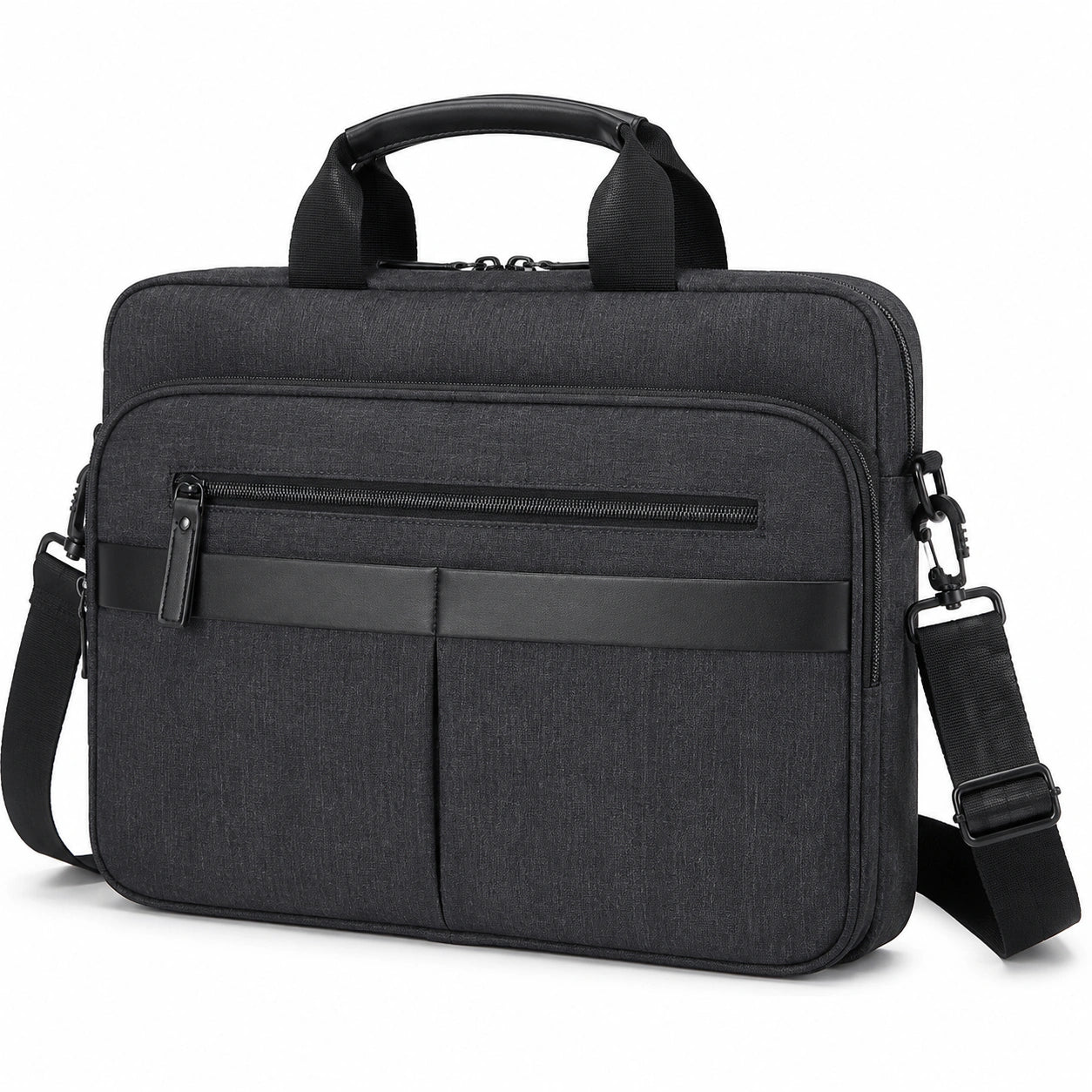 Laptoptasche 42 x 30 x 8 cm aus Polyester in Schwarz Anthrazit mit Schultergurt