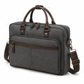 Aktentasche 40 x 10 x 30 cm aus Textil in Grau mit Kunstlederdetails und Schultergurt