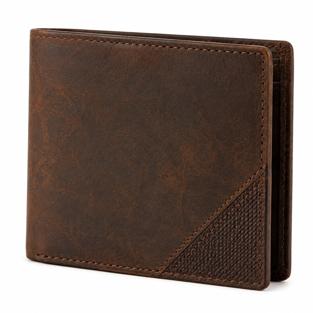 Geldbörse 12 x 9.5 x 2 cm aus braunem Leder im Faltformat
