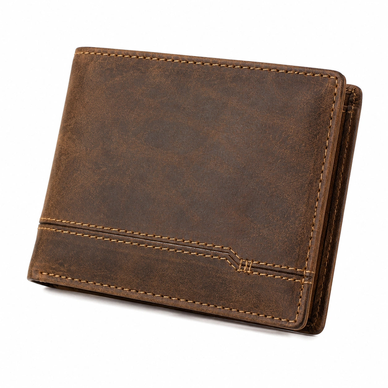 Herren Geldbörse 12 x 9 x 2 cm aus Leder Braun mit Kartenfächern im Vintage Stil
