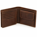 Geldbörse 12 cm x 9 cm aus Leder in Dunkelbraun mit Kartenfächern und Münzfach