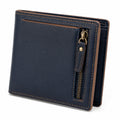Geldbörse 12 x 9.5 x 2 cm aus Leder in Dunkelblau mit Reißverschluss