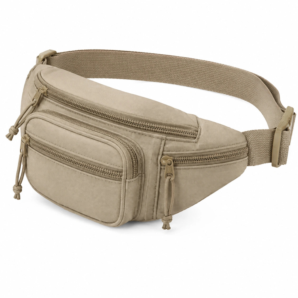 Hüfttasche 28 cm Textilgewebe Beige mit Reißverschlussfächern