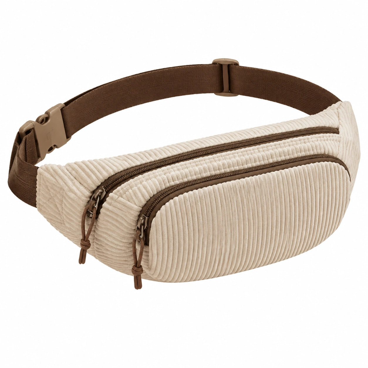 Gürteltasche 30 x 15 x 8 cm aus Cord Beige mit verstellbarem Gurt