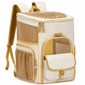 Tiertransport Rucksack 40 x 30 x 45 cm Textil Netzgewebe Beige für Haustiere mit Belüftung