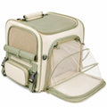 Haustiertransportrucksack 42 x 30 x 38 cm aus Textil in Cremegrün mit Mesh-Erweiterung
