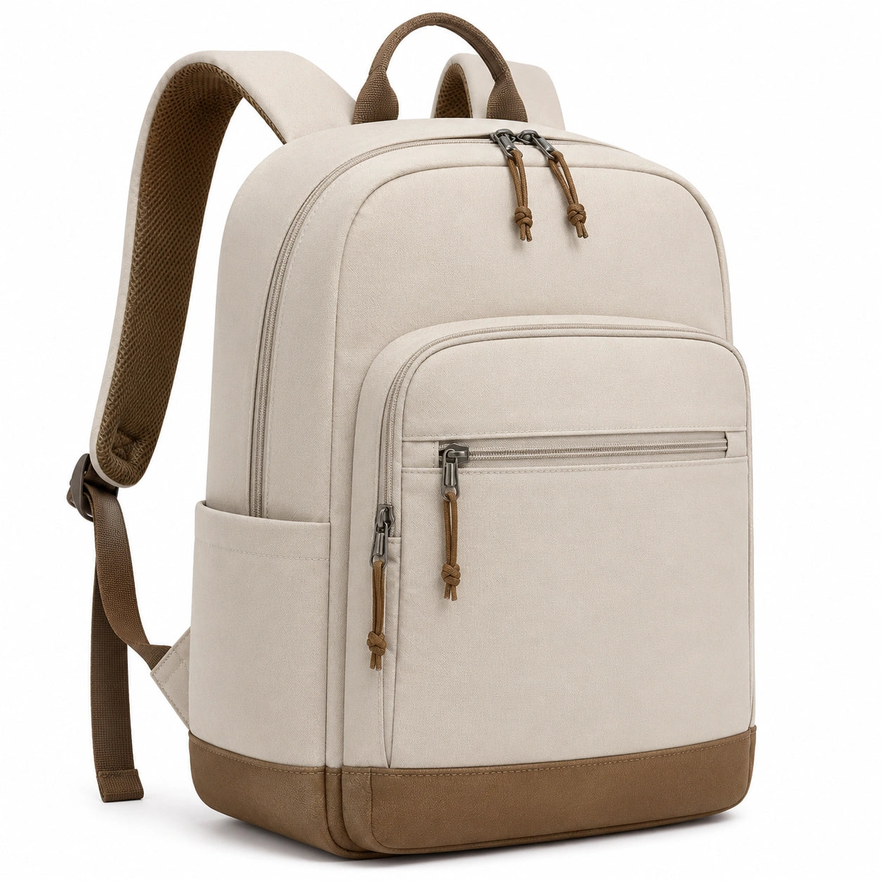Rucksack 45 x 30 x 18 cm aus Textil in Beige Braun für Alltag mit gepolsterten Schultergurten