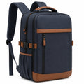 Rucksack 32 x 18 x 46 cm aus Textil in Dunkelblau Braun mit Mehrfachfächern für Alltag und Reise