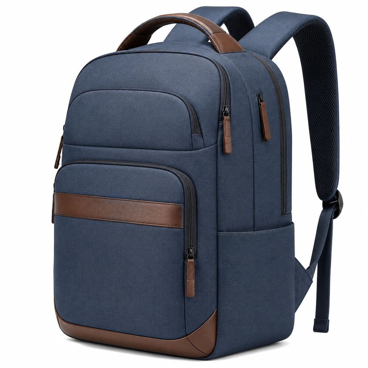 Rucksack 30 x 16 x 45 cm Textil Blau Braun für Alltag mit mehreren Fächern