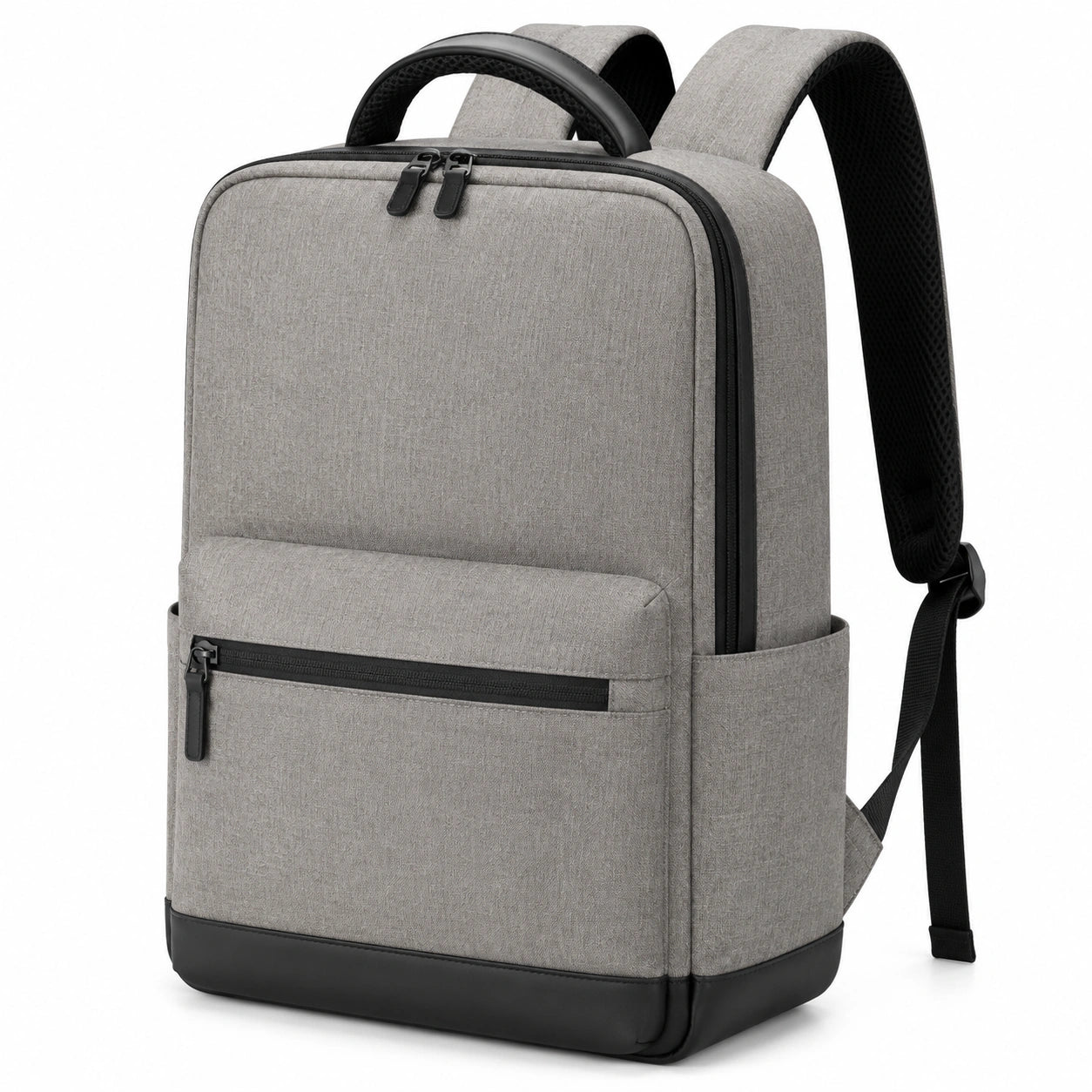 Rucksack 30 x 15 x 42 cm aus Textilgewebe Grau Schwarz mit Reißverschluss für Alltag und Reise