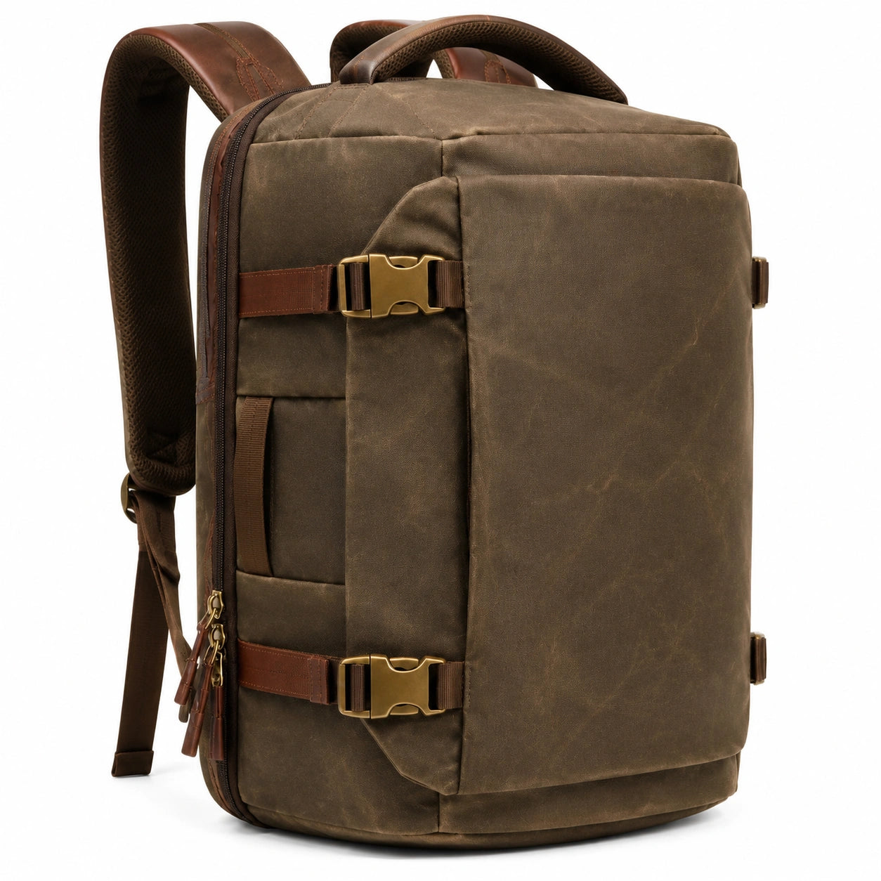 Reiserucksack 30 x 18 x 45 cm aus Textil in Braun mit Vintage-Design