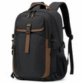 Rucksack 50 x 32 x 20 cm aus Textil Schwarz Braun mit Reißverschlüssen für Alltag und Reisen