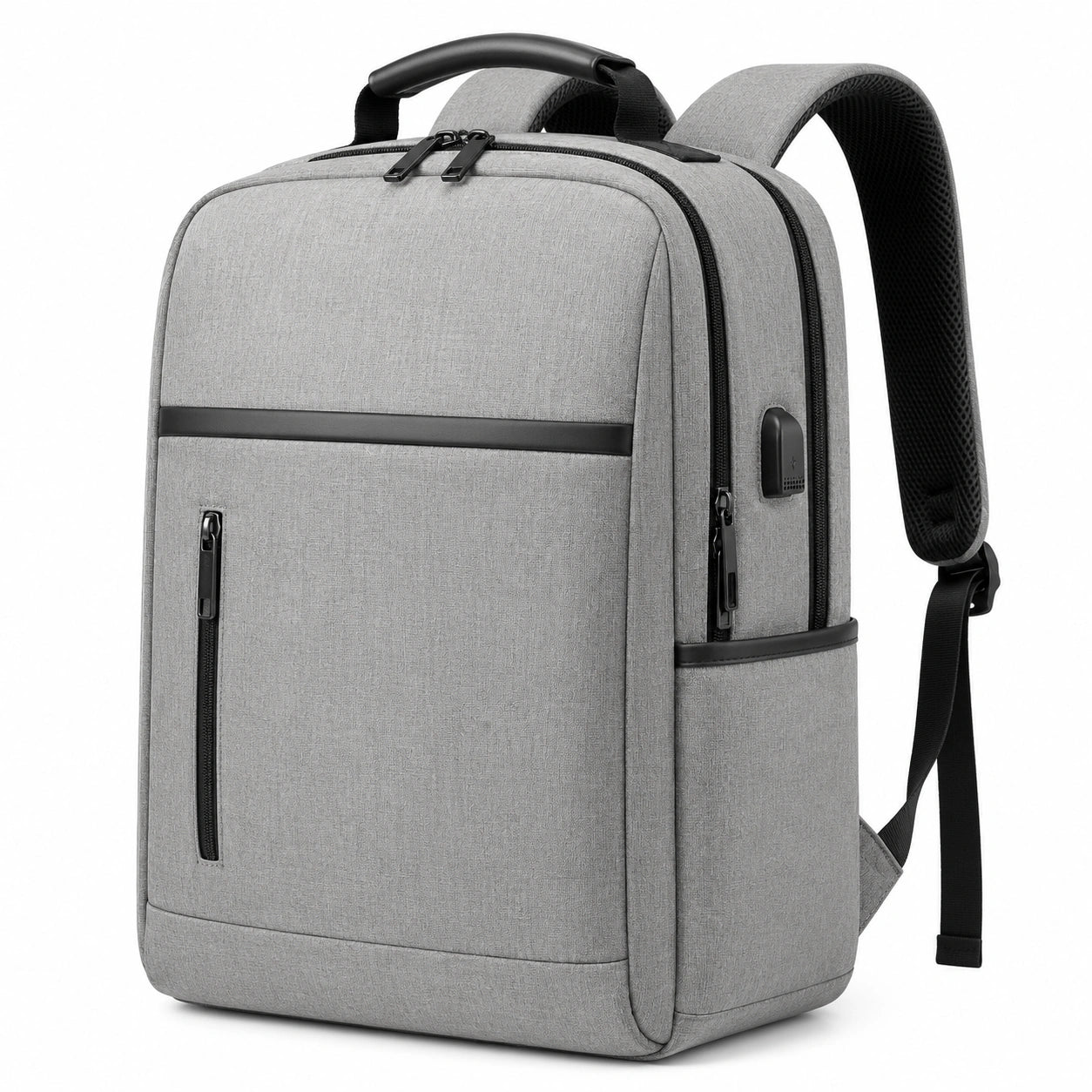 Laptop-Rucksack 45 x 30 x 15 cm aus Textilgewebe Grau für Alltag und Arbeit mit USB-Anschluss