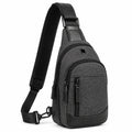 Umhängetasche 18 x 8 x 32 cm aus Textil und Kunstleder Schwarz-Grau mit Reißverschluss
