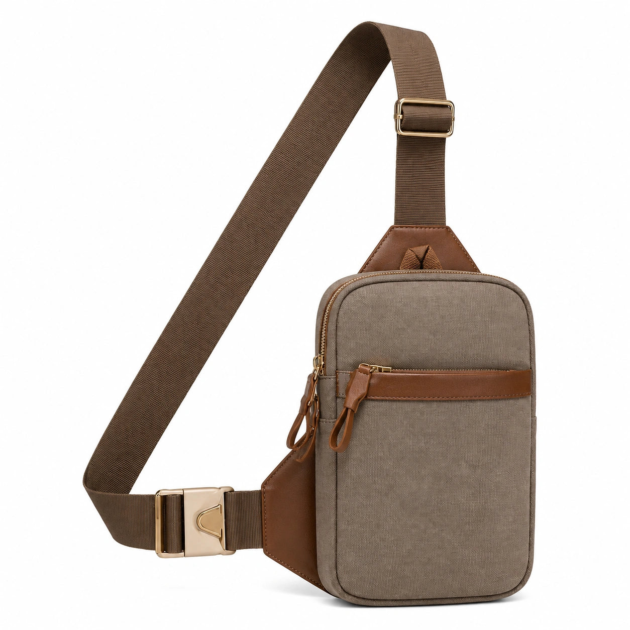 Umhängetasche 17 x 7 x 29 cm Textil Braun mit verstellbarem Gurt